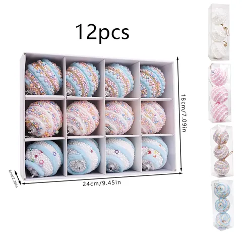 Macaron Schaumstoff Weihnachtskugeln Baumschmuck Mit Schaumstoffperlen Und Pailletten Hängende Dekoration Für Weihnachtsfeier Heim Kindergarten