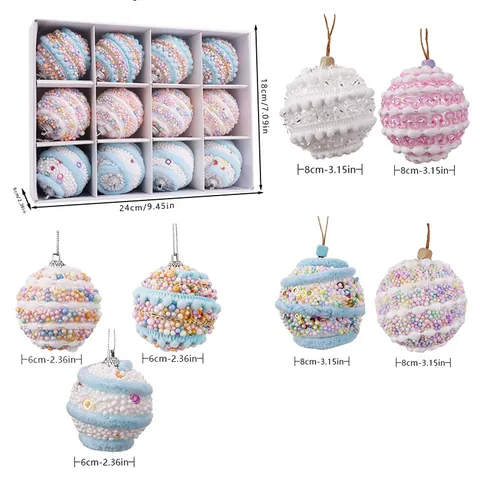 Macaron Schaumstoff Weihnachtskugeln Baumschmuck Mit Schaumstoffperlen Und Pailletten Hängende Dekoration Für Weihnachtsfeier Heim Kindergarten