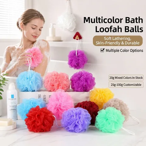 Spugna Da Bagno Luffa Morbida Rete PE Doccia Schiuma Ricca Esfoliante Lavaggio Corpo Con Corda Colorato