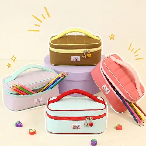 Grande Borsa Da Trucco Trapuntata Colore A Contrasto Nylon Beauty Case Da Viaggio Organizzatore Per Cosmetici Portatile