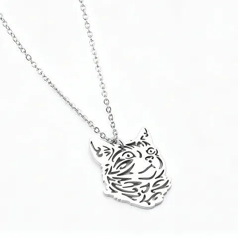 Minimalistische Roestvrij Stalen Holle Kat Hoofd Hanger Ketting Voor Vrouwen Mannen Mode Dier Sieraden Cadeau
