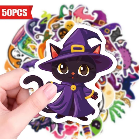 Halloween Cartoon Stickers Waterproof Vinyl Decals For Laptop Luggage Phone Case Pumpkin Ghost Skull Novelty Kids Adults
