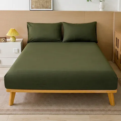 Solid Color Fitted Sheet Mattress Cover Brushed Microfiber Deep Pocket Elastic Band Breathable Soft Bedding Protector