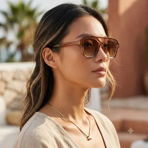 Retro Vierkante Zonnebril Dames Heren PC Frame AC Lens UV400 Bescherming Dubbele Brug Vintage Trendy Brillen