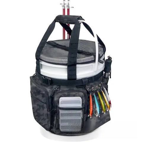 Camouflage Angeleimer Organizer Tasche Multi-Pocket Wasserdicht Oxford Stoff Angelausrüstung Tasche Ruten Zangen Halter Tasche