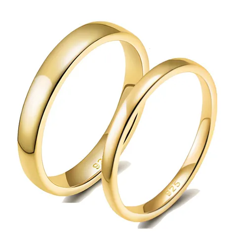 Anillo de Plata de Ley 925 Banda Simple Clásica Pulida Ancho 2mm 4mm 6mm Anillo de Oro Plata para Hombre Mujer Joyería