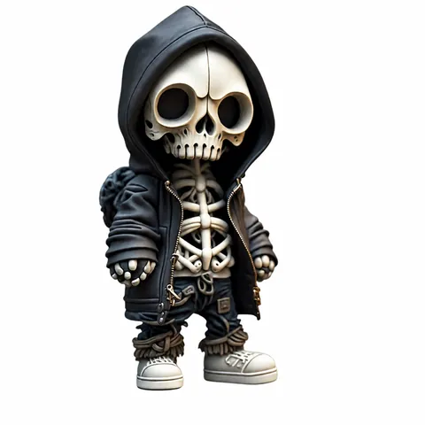 Halloween Street Trendy Schedel Beeldje In Hoodie Hars Standbeeld Voor Tuin Huis Desktop Decor Creatief Skelet Ornament