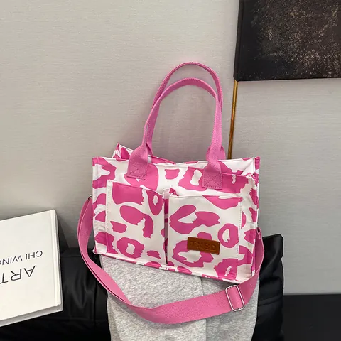Women Large Capacity Polyester Tote Bag Fashion Camouflage Cow Print Handbag Casual Commuting Crossbody Bag For Students