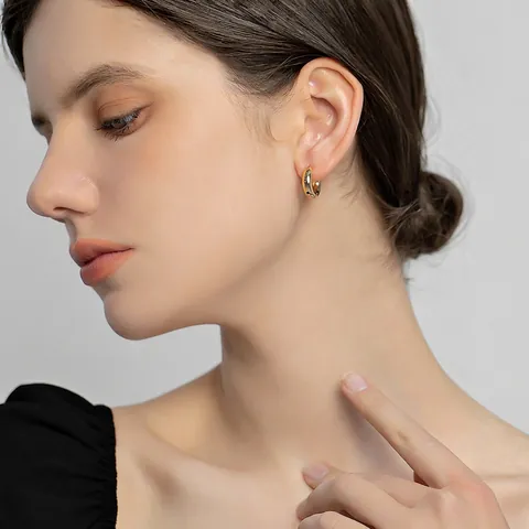Vintage Chunky Gouden Creolen Voor Dames Minimalistische Geometrische C-Vormige Koperen Oorbellen Gegalvaniseerd Mode Sieraden Cadeau