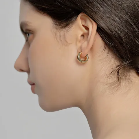 Vintage Chunky Gouden Creolen Voor Dames Minimalistische Geometrische C-Vormige Koperen Oorbellen Gegalvaniseerd Mode Sieraden Cadeau
