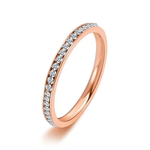 Anillo De Eternidad De Acero Inoxidable Con Incrustaciones De Circonita Cúbica Banda Apilable Minimalista Para Mujeres