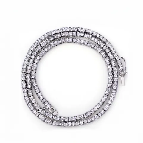 Hip Hop 2mm Tennis Halskette Für Herren Damen Kupfer Zirkonia Gold Silber Plattiert Zierlich Funkelnd Schmuck Accessoire