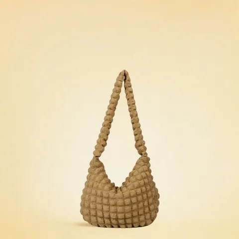 Women Popcorn Bubble Texture Cloud Shoulder Bag Large Capacity Tote Bag Soft Polyester Hobo Underarm Bag For Commuting Casual
