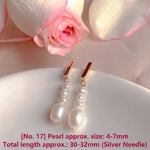 Elegant Natural Freshwater Pearl Earrings For Women Rhinestone Zirconia Drop Stud Earrings With 925 Sterling Silver Earring Post