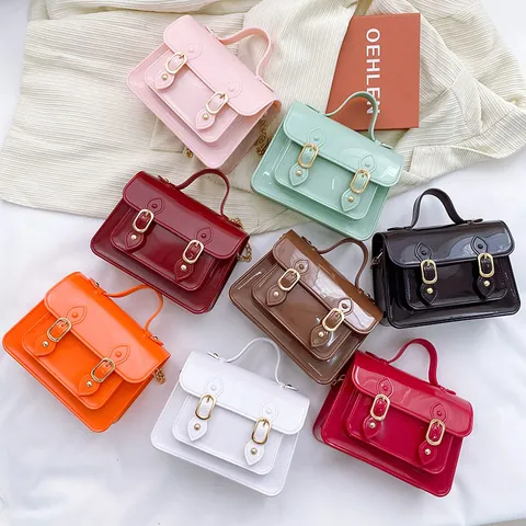 Summer New Women Jelly PVC Cambridge Style Shoulder Bag With Metal Chain Magnetic Buckle Handbag Fresh Small Satchel