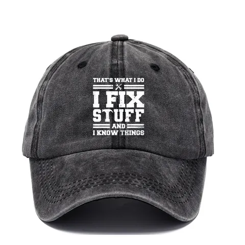 Distressed Washed Cotton Baseball Cap For Men Women I Fix Stuff Retro Dad Hat Adjustable Soft Top Sun Hat Outdoor