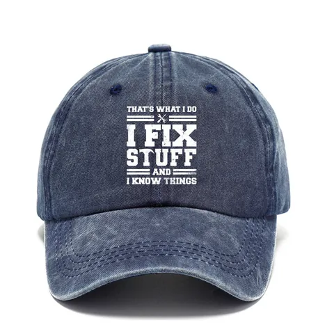 Distressed Washed Cotton Baseball Cap For Men Women I Fix Stuff Retro Dad Hat Adjustable Soft Top Sun Hat Outdoor