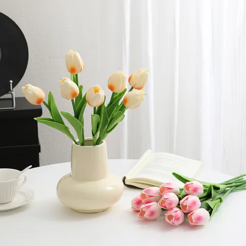 Mini PU Tulpe Künstliche Blume Real Touch Gefälschte Tulpen Für Zuhause Wohnzimmer Tisch Deko Hochzeit Brautstrauß Fotografie Requisite