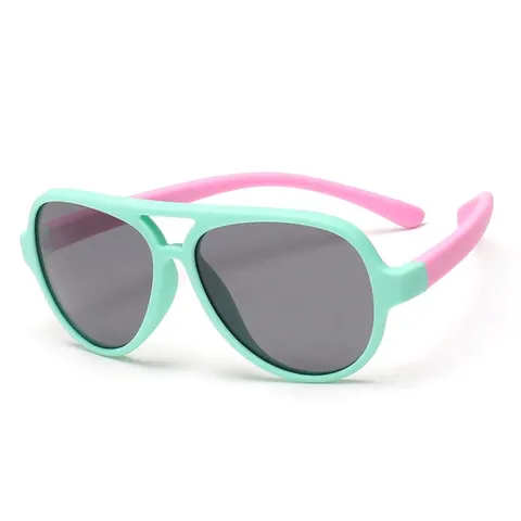 Gafas de Sol Aviador Polarizadas para Niños Protección UV400 Montura Flexible de TPEE Color de Contraste Gafas de Sol de Moda para Niños
