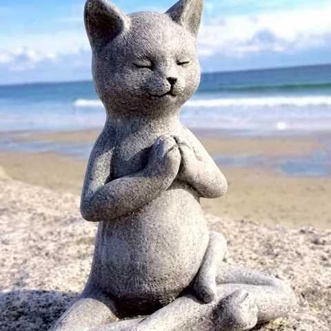 Meditation Resin Animal Statue Zen Yoga Buddha Frog Cat Dog Figurine For Garden Outdoor Home Office Stone Texture Decoration