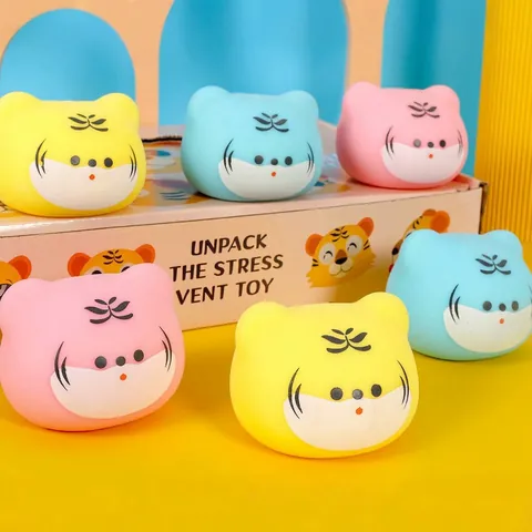 Simpatico Cartone Animato Tigre Shiba Inu Giocattolo da Spremere TPR Gomma Morbida Farina Riempita Palla di Sfiato Antistress Giocattolo Sensoriale di Decompressione Per Adulti Bambini