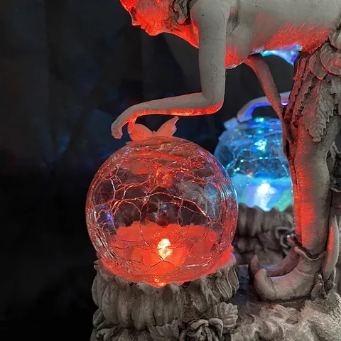 Solar Power Flower Fairy Resin Ornament Glowing Crystal Ball Outdoor Garden Decorative Landscape Light Statue Home Craft Gift