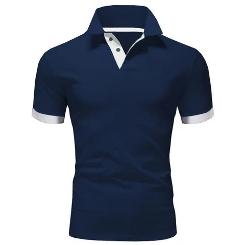 Polo Casual de Manga Corta para Hombre Patchwork de Contraste Mezcla de Fibra de Acetato Top Moda Verano Básico Cómodo Ropa Diaria Hombre