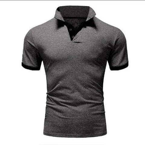 Polo Casual de Manga Corta para Hombre Patchwork de Contraste Mezcla de Fibra de Acetato Top Moda Verano Básico Cómodo Ropa Diaria Hombre
