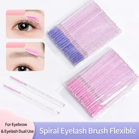 Disposable Crystal Handle Eyelash Brushes Spiral Mascara Spoolies Wands For Extensions Eyebrow Brushes Multi-Color Makeup Tools