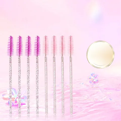 Disposable Crystal Handle Eyelash Brushes Spiral Mascara Spoolies Wands For Extensions Eyebrow Brushes Multi-Color Makeup Tools