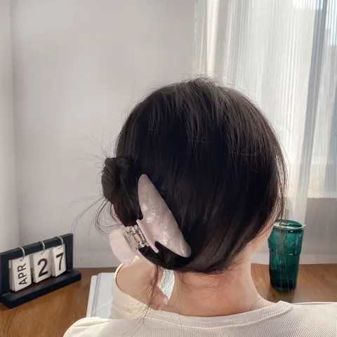 Grande Pince à Cheveux en Acrylique pour Femmes Élégante Pince à Cheveux Nacrée Marbre Accessoires de Mode