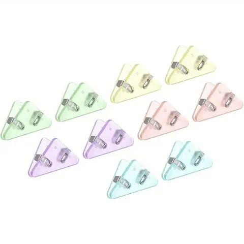 Transparent Plastic Triangle Corner Clips Multi Color Paper Clamps For Office School Documents Book Corner Protectors
