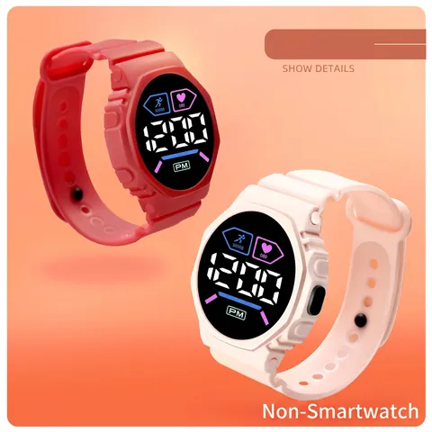 Moda Orologio Sportivo Digitale a LED Rotondo Per Studenti Uomo Donna Schermo a Colori Orologio Elettronico in Plastica da Polso Con Cinturino in Tpu