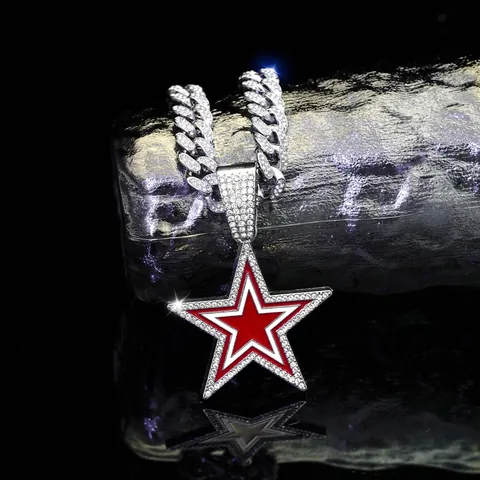 Hip-hop Star Zinklegierung Emaille Einlage Strass Unisex Anhänger Halskette