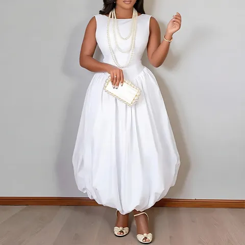 Vrouwen Elegante Mouwloze Maxi Jurk Gestructureerde Boothals Rugloos Hol Hoge Taille Party Jurk A-Lijn Maxi Jurk