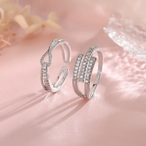 Geometric Cross Knot Open Ring Copper Multilayer Infinity Zircon Adjustable Fashion Jewelry For Women