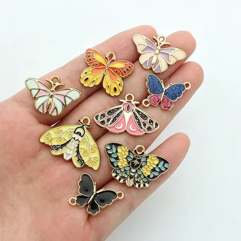 Butterfly Moth Enamel Charms Alloy Drip Oil Pendants For DIY Jewelry Making Earrings Necklace Keychain Crafting Supplies
