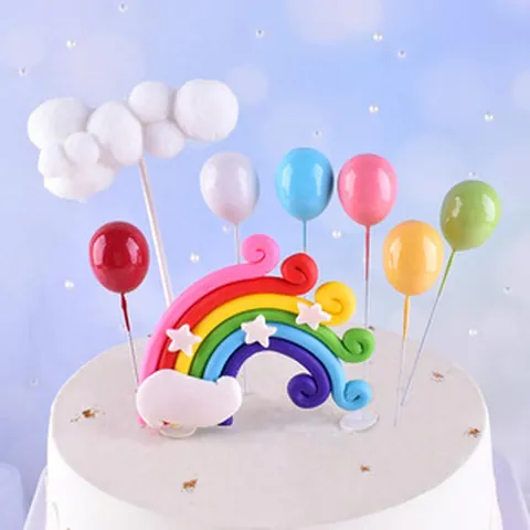 Adornos para Pastel de Espuma Globos 3D Coloridos Bolas Brillantes Decoraciones para Cumpleaños Boda Fiesta Accesorios de Repostería Creativos