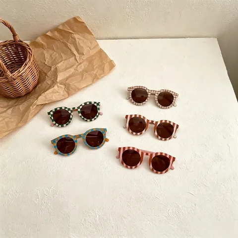Kinder Zonnebril Retro Schaakbord Gestreept PC Frame AC Lens UV400 Bescherming Voor Jongens Meisjes Peuters Mode