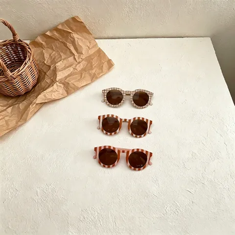 Kinder Zonnebril Retro Schaakbord Gestreept PC Frame AC Lens UV400 Bescherming Voor Jongens Meisjes Peuters Mode