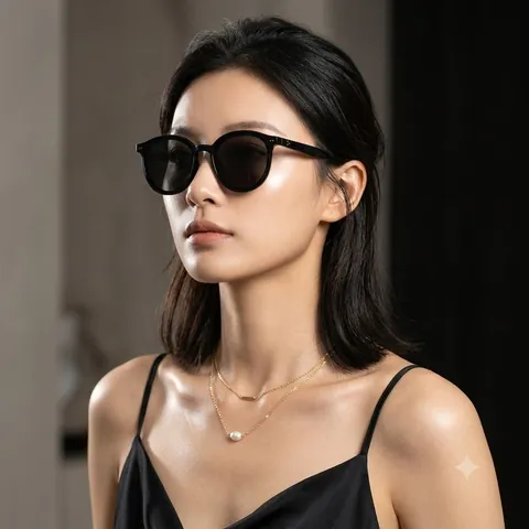 Retro Oversized Round Sunglasses UV400 Protection PC Frame AC Lens Vintage Fashion Eyewear Rivet Decor For Men Women
