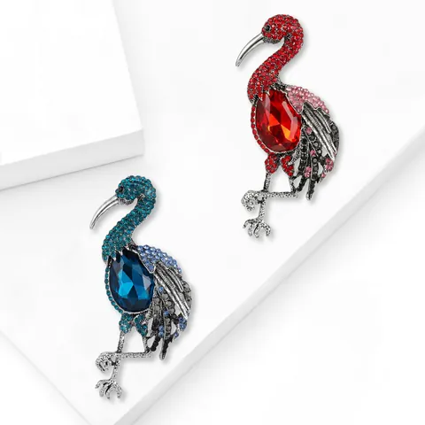 Spilla a Fenicottero in Lega Strass Vintage Elegante Spilla per Abito a Forma di Animale per Donna Gioielli Creativi per Matrimonio Banchetto