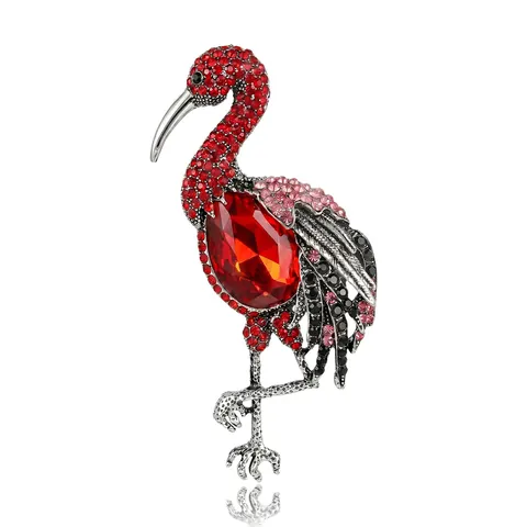 Spilla a Fenicottero in Lega Strass Vintage Elegante Spilla per Abito a Forma di Animale per Donna Gioielli Creativi per Matrimonio Banchetto