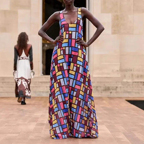 Robe Longue Plissée Élégante Dos Nu Col en V Profond pour Femmes Couleur Unie Soirée Mariage Banquet