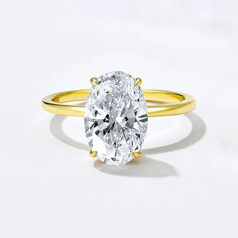 S925 Sterlingsilber Ovaler Schliff Zirkonia Eternity Ring Gold Vergoldet Luxus Pave Hochzeit Band Für Damen Schmuck