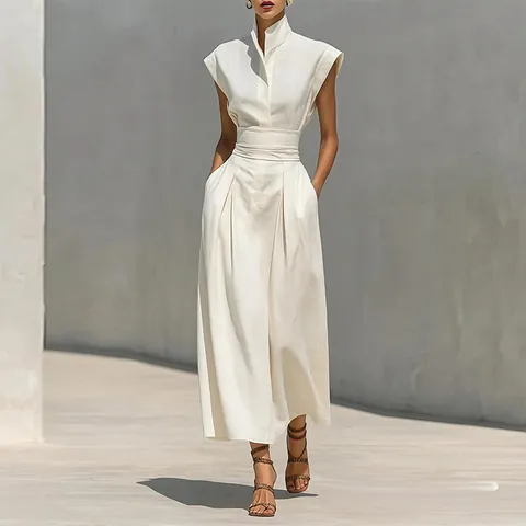 Damen Elegantes Kurzarm Hemd Maxikleid Mit Bindegürtel Einreihig Revers Einfarbig Abstrakt Bedruckt Lässiges Langes Kleid