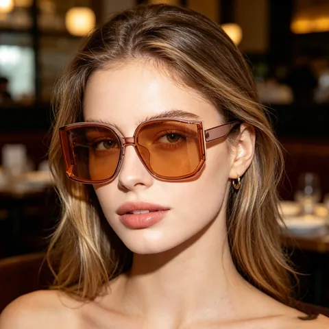 Oversized Sunglasses For Women Fashion PC Alloy Large Frame UV400 Gradient Lens Outdoor Sun Protection Square Eyewear