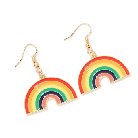 Boucles d'Oreilles Créatives en Alliage Émail Arc-en-Ciel Coeur Géométrique Signe de Paix Lettre Love Wins Boucles d'Oreilles Tige en Acier Inoxydable Bijoux