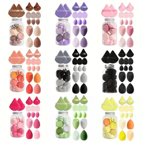 Macaron Hydrophiles Nicht-Latex Make-up Schwamm Set In Transparenter Flasche Beauty Blender Für Flüssiges Creme Puder Werkzeug