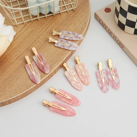Pinzas para el Cabello de Acetato Rosa Flor de Cerezo Mármol sin Rastro Horquillas de Maquillaje Para Mujeres Niñas Hecho a Mano Dulces Accesorios para el Cabello